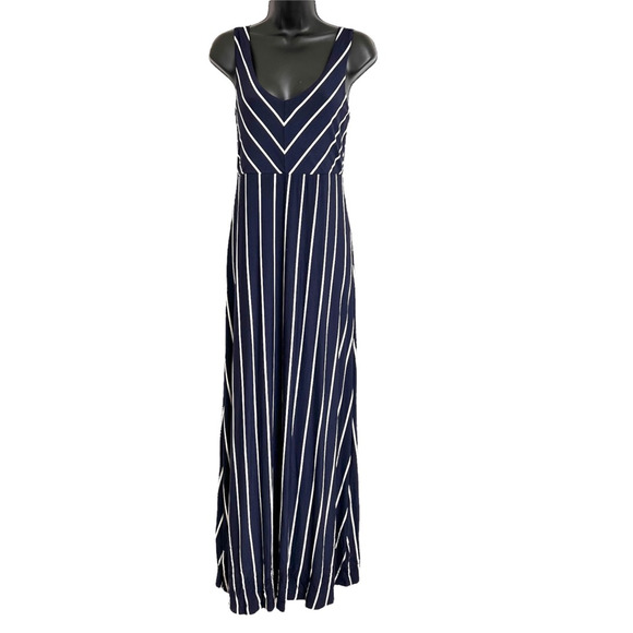new directions Dresses & Skirts - New Directions Maxi Dress Navy/White Striped Stretch Sleeveless Size S